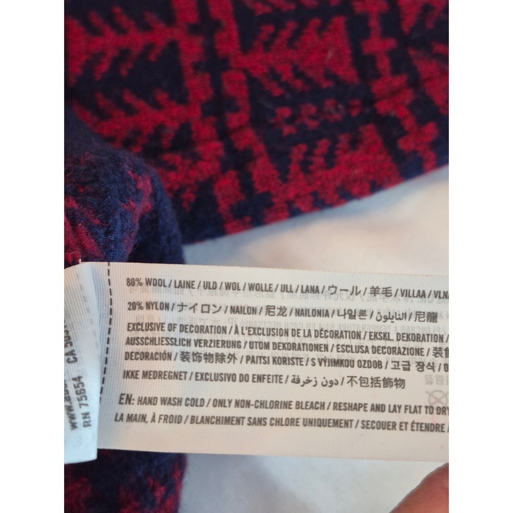 Vintage Abercrombie & Fitch Mens Navy Blue Red Fair Isle Tree Pattern Sweater M - Picture 9 of 9
